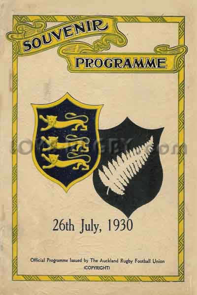 1930 New Zealand v British Isles  Rugby Programme
